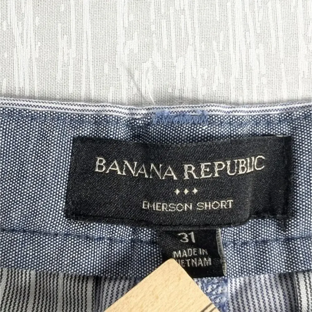Banana Republic Emerson Chino Shorts Size 31 Blue Seer Sucker Preppy